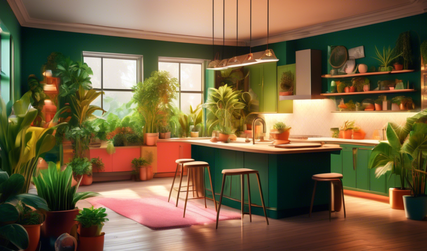 An artistically styled interior of a modern cozy home mid-transformation, showcasing a blend of classic elegance and modern innovation, with workers installing a smart lighting system and a luxurious