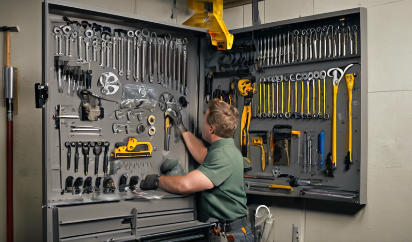 A skilled technician carefully inspects and lubricates the various moving parts of a garage door mechanism, including the springs, rollers, and tracks, wit